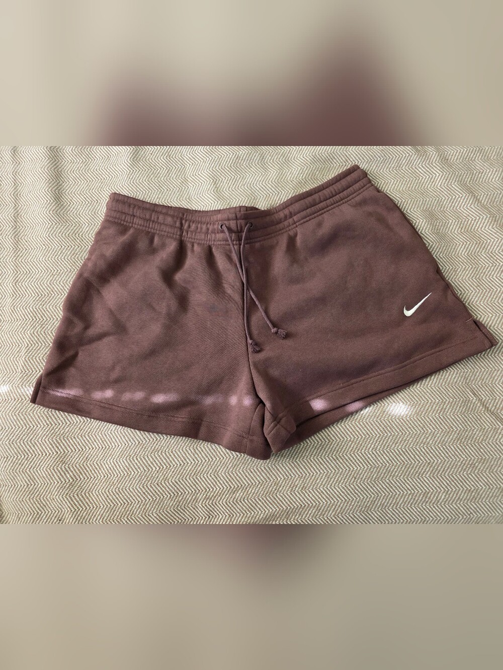 Nike Women's Brown Athletic Drawstring Shorts with Swoosh